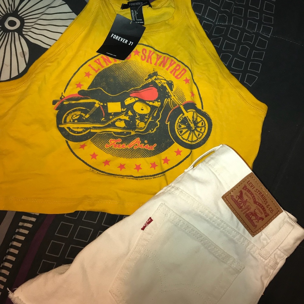Mustard forever 21 large crop top